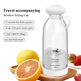 350ml Electric Juicer Blender Mini Portable Blender Bottle USB Rechargeable Fruit Mixers Juicers Multifunction Juice Maker Machine Food Milkshake Cup (Color: White)
